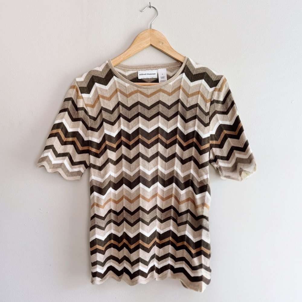 Alfred Dunner Vintage Chevron Knit Top Sz Small